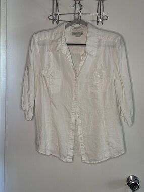 Chadwicks White Linen Button Front Shirt